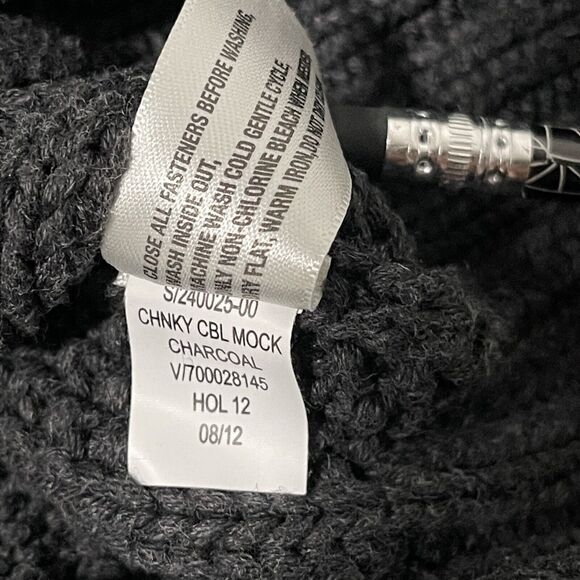 Gap Sweater Mens Small Grey Fisherman Cable Knit Chunky Ribbed Button Front High - Picture 7 of 10